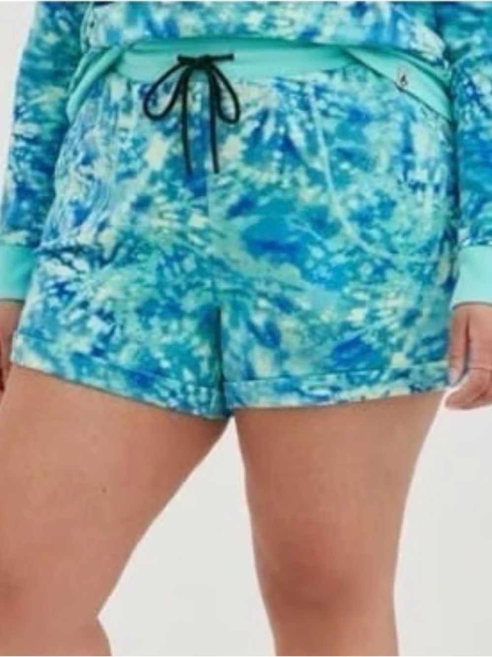NWT Torrid Blue / Green Tie Dye Drawstring Lounge Short Size 5 26/28 5X